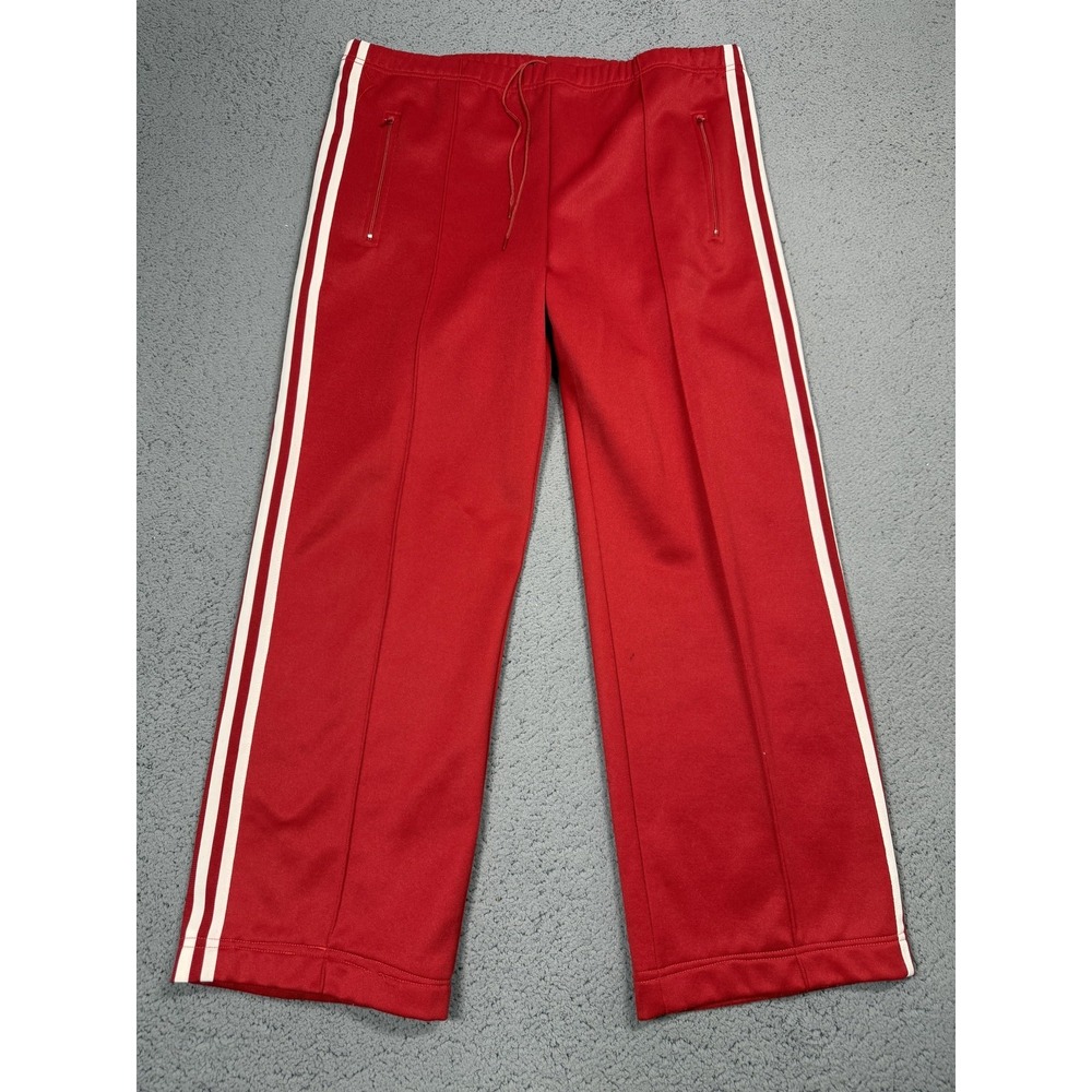 VTG Adidas 70s Pants Men M Red Knit Track 3 Stripe Zip Pocket Originals Straight